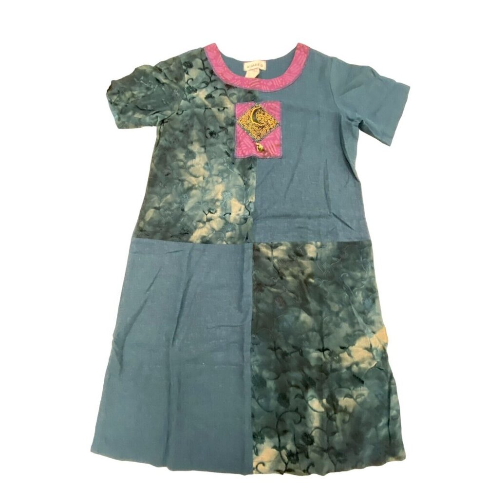 Aimee D Boho Shirt Dress Small Patchwork Short Sleeve NWT